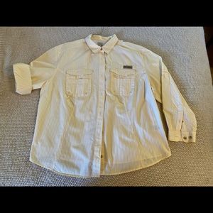 Columbia 2X, plus-size blouse, soft yellow